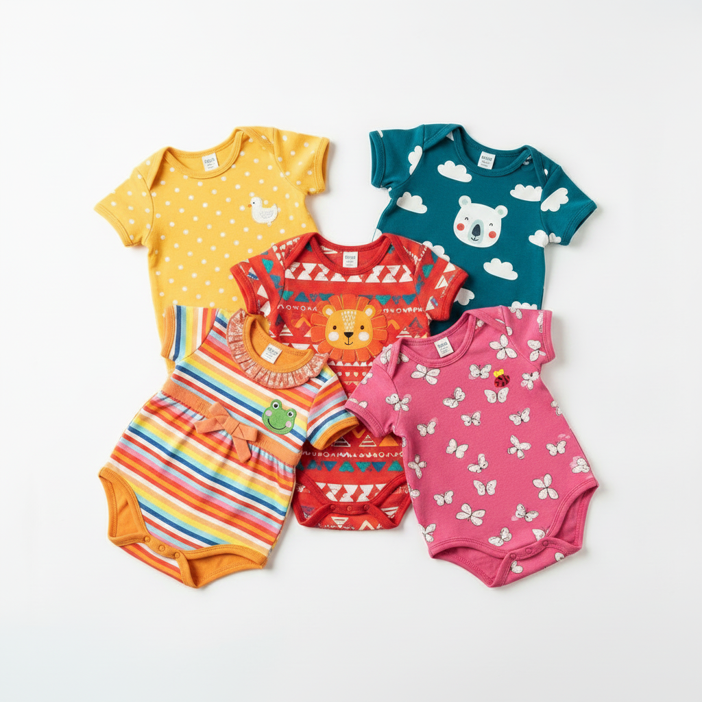 Colorful summer baby rompers